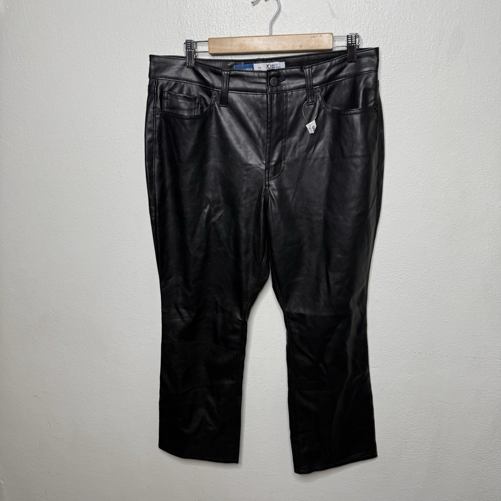 New Old Navy Bootcut High Rise Black Jack Faux Leather Pants Women's 12 Petite